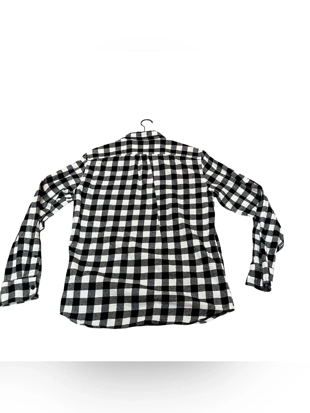 J Crew Slim Flannel Shirt Mens Medium Black White Buffalo Check Button Up Long